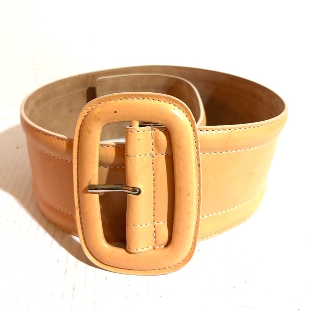 Michael Kors Tan leather Belt with Large Buckle size M 35.5X 3